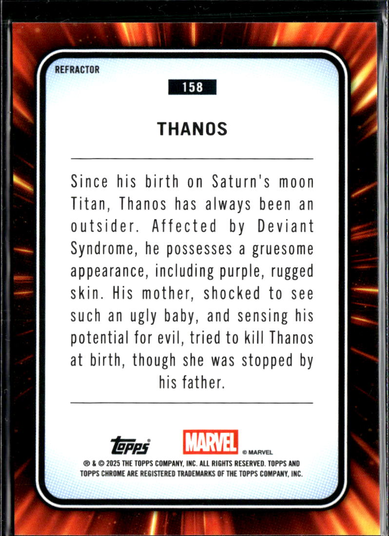 Thanos 2025 Topps Chrome Marvel Refractor #158