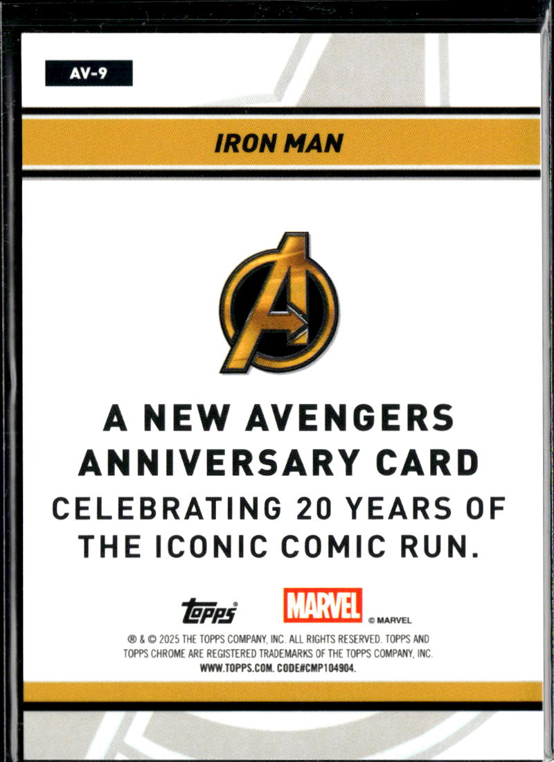 Iron Man 2025 Topps Chrome Marvel Anniversary #AV-9