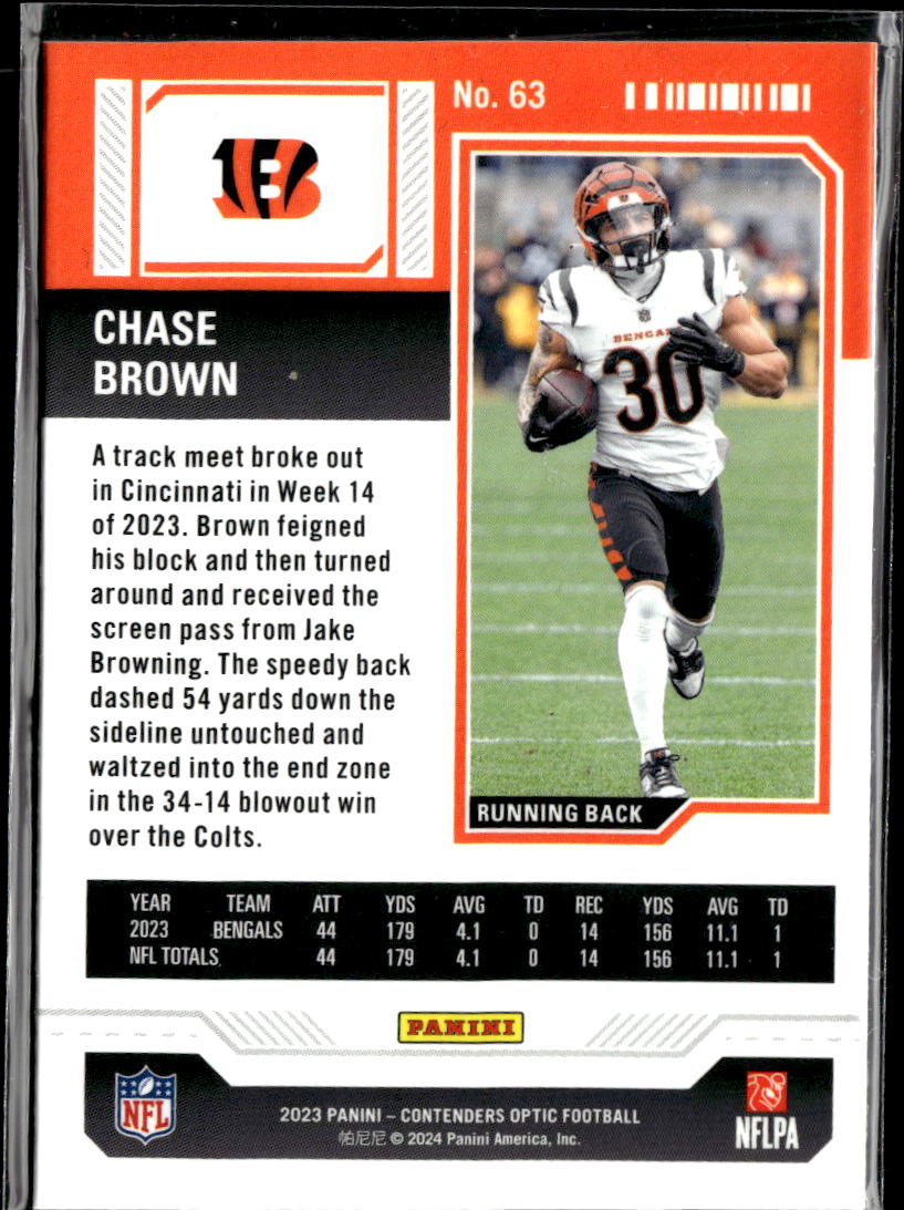 Chase Brown 2023 Contenders Optic Rookie RC Cincinnati Bengals