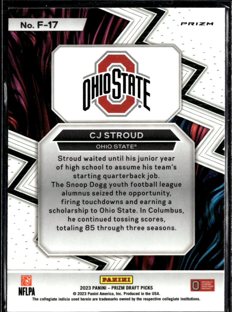 CJ Stroud 2023 Prizm Draft Picks Fearless Red Ice RC Ohio State Buckeyes