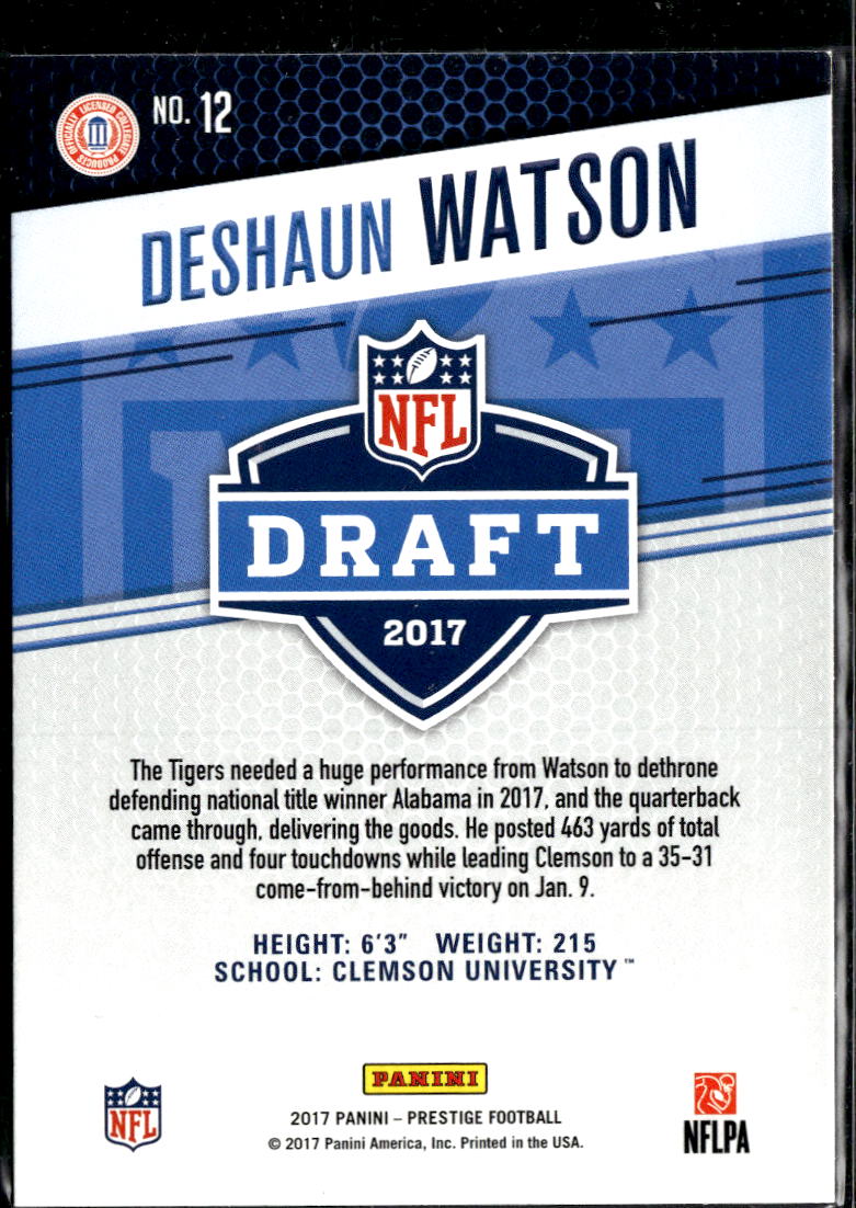 Deshaun Watson 2017 Prestige Football Big Board Rookie RC Clemson Tigers