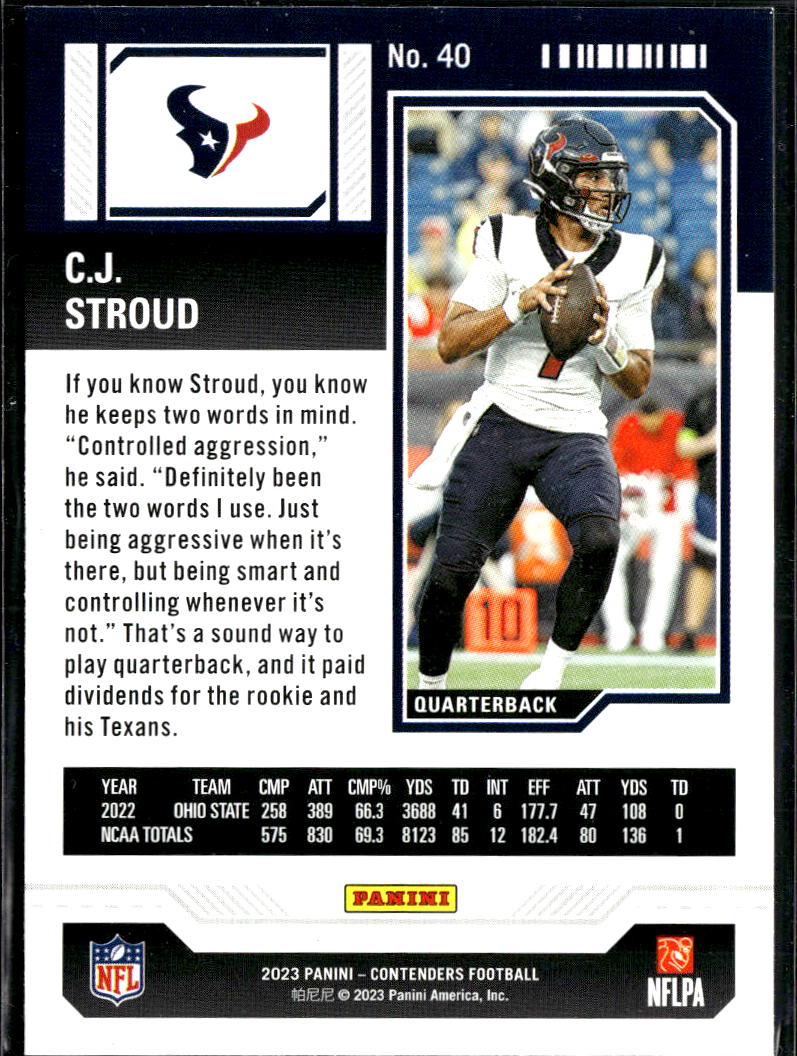 C.J. Stroud 2023 Contenders Rookie RC Houston Texans
