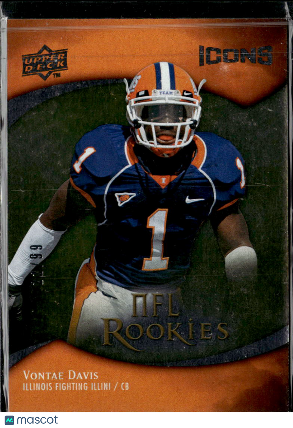 Vontae Davis 2009 Upper Deck Icons Rookie RC /99 Illinois Fighting Illini