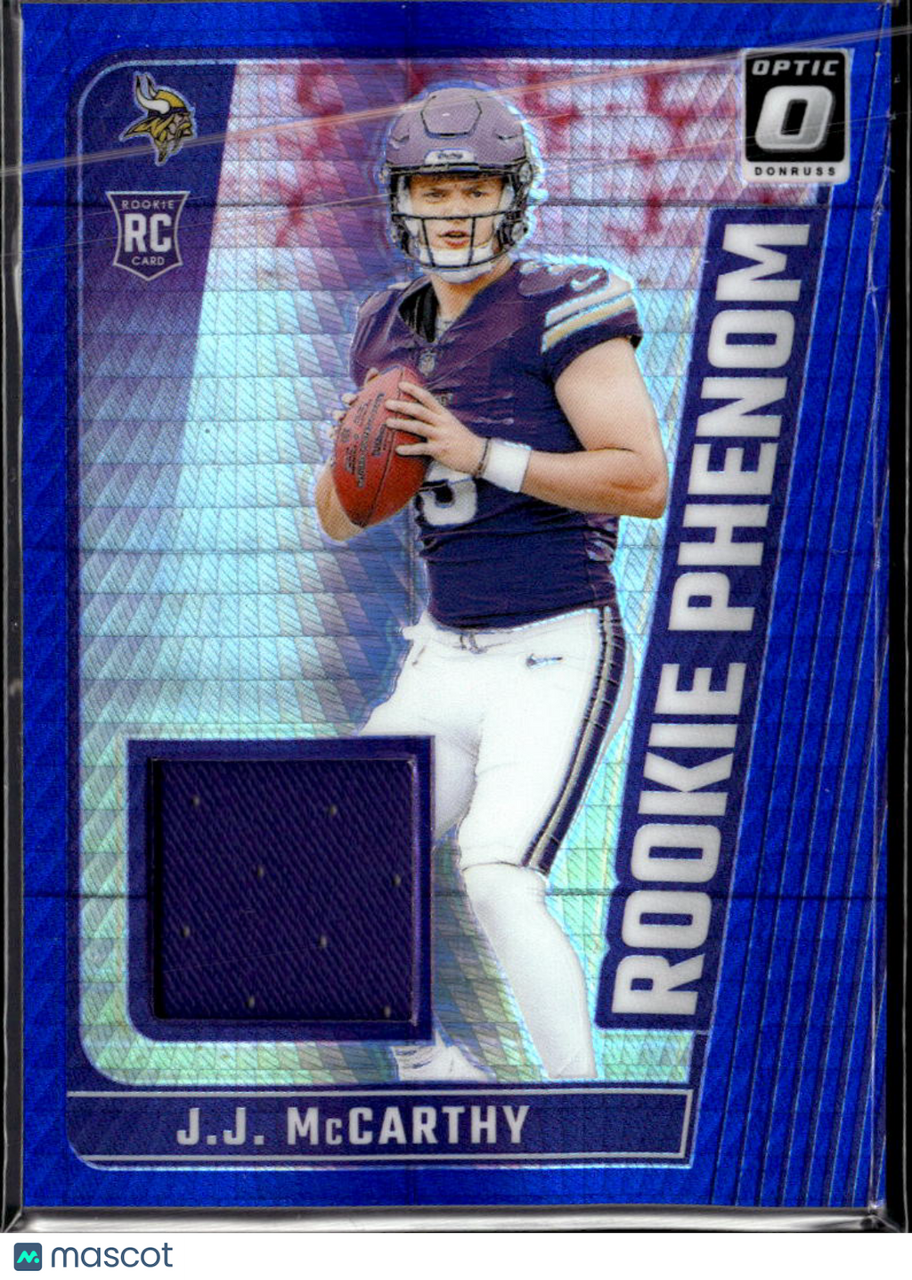 J.J. McCarthy 2024 Optic Blue Jersey Patch Rookie RC Minnesota Vikings