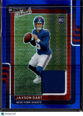 Jaxson Dart 2025 Optic Blue Jersey Patch RC New York Giants