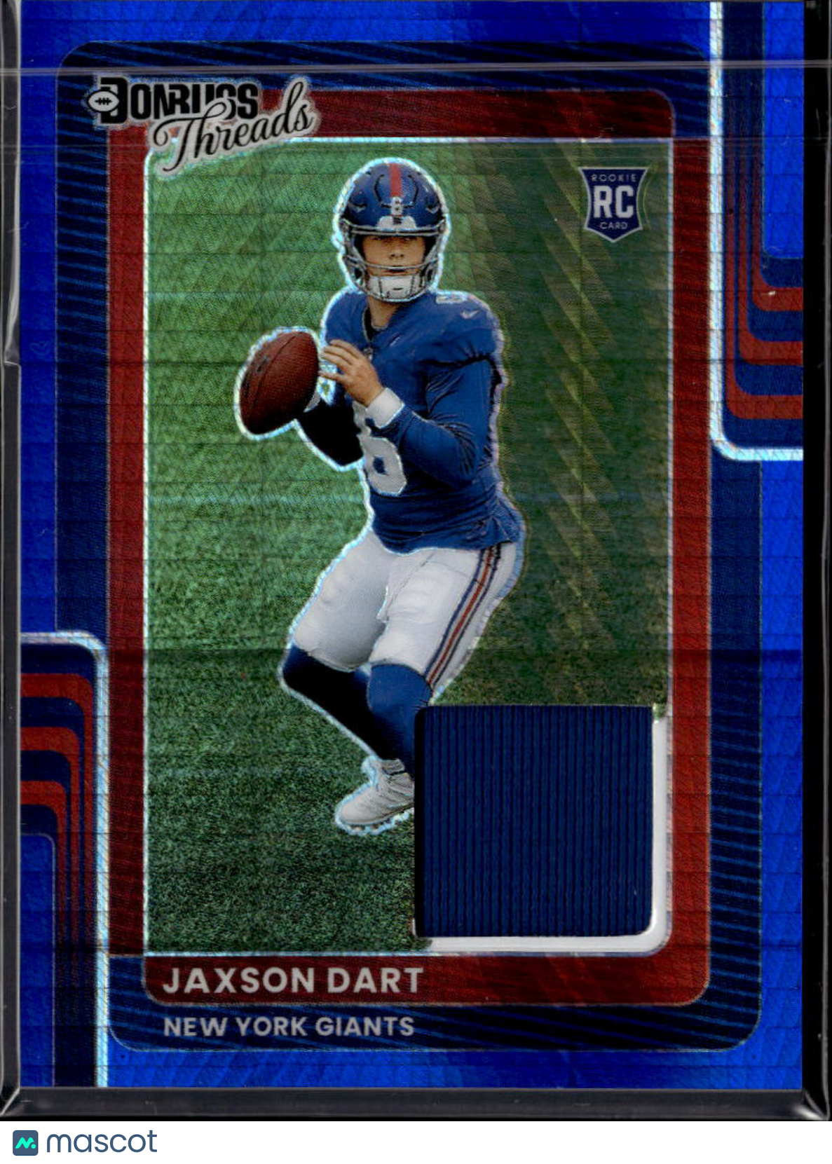 Jaxson Dart 2025 Optic Blue Jersey Patch RC New York Giants