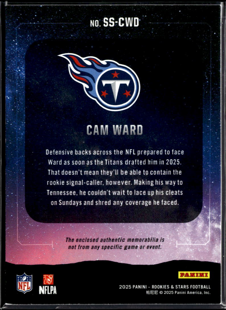 Cam Ward 2025 Rookies & Stars Star Jersey Patch RC Tennessee Titans