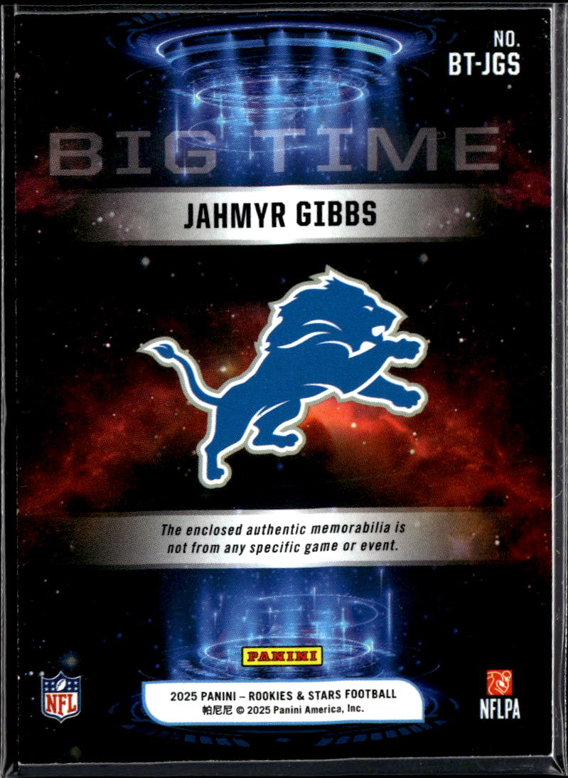 Jahmyr Gibbs 2025 Rookies & Stars Jersey Patch Detroit Lions