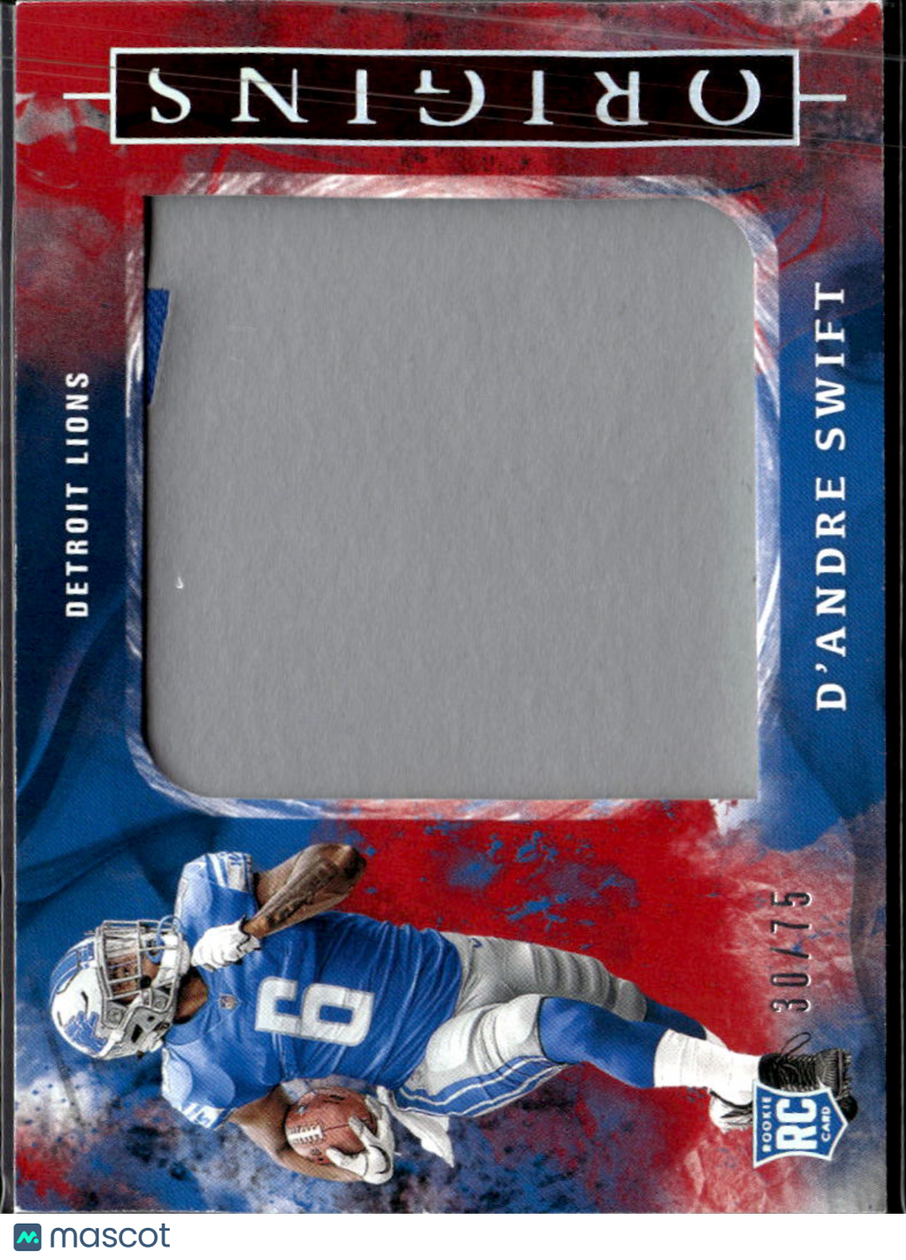 D'Andre Swift 2020 Origins Jersey Patch Rookie RC 30/75 Detroit Lions