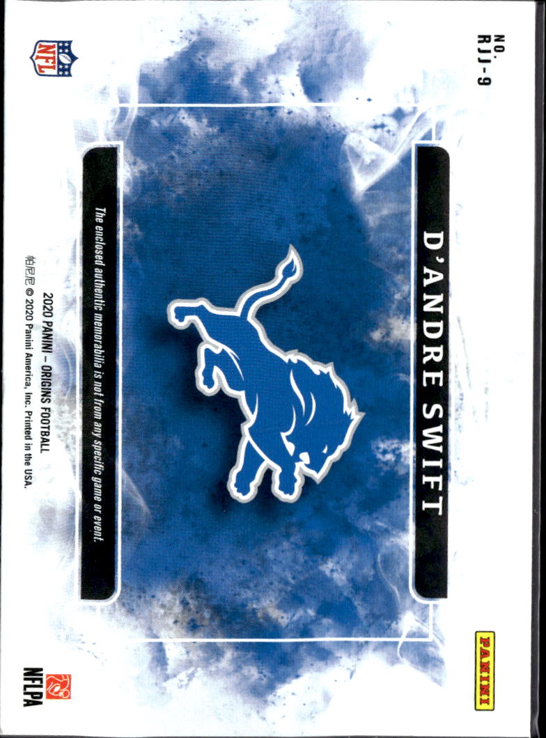 D'Andre Swift 2020 Origins Jersey Patch Rookie RC 30/75 Detroit Lions