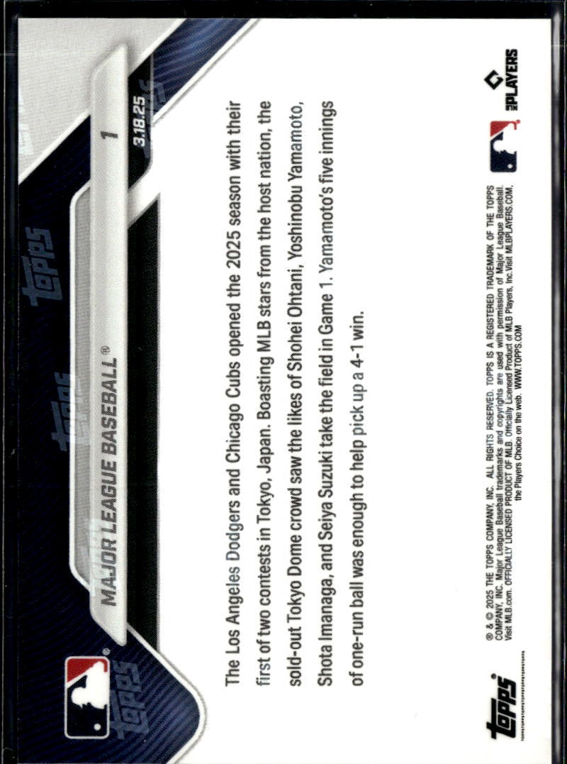 Play Ball! Dodgers and Cubs 2025 Topps Now Card Shohei Ohtani #1 LA Dodgers