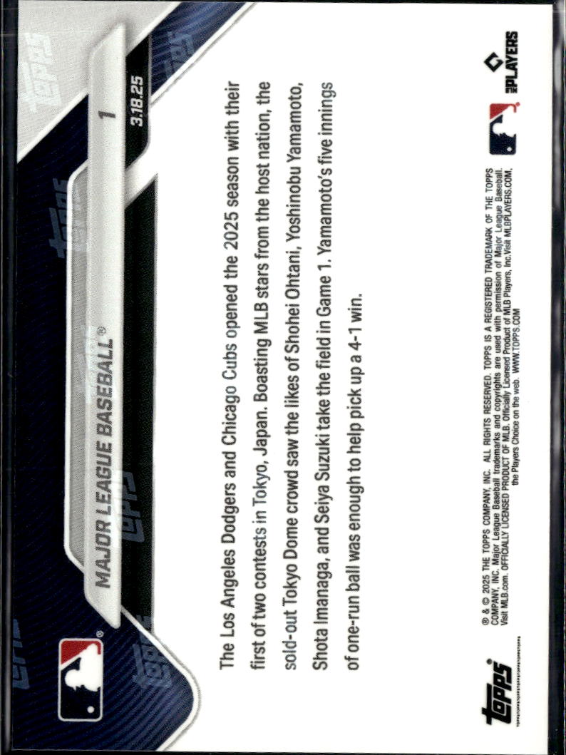 Play Ball! Dodgers and Cubs 2025 Topps Now Card Shohei Ohtani #1 LA Dodgers
