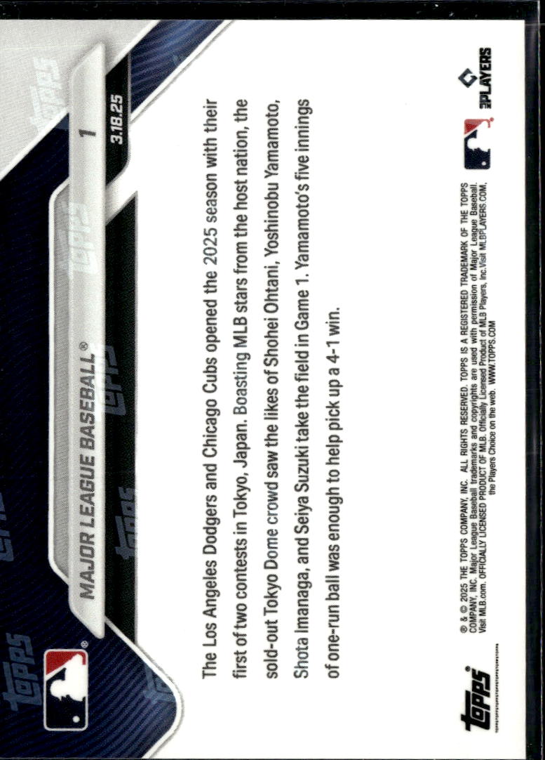 Play Ball! Dodgers and Cubs 2025 Topps Now Card Shohei Ohtani #1 LA Dodgers