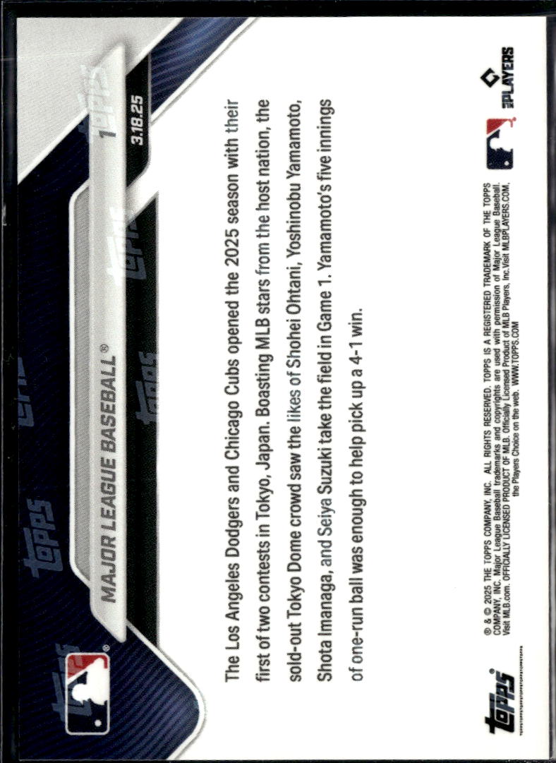 Play Ball! Dodgers and Cubs 2025 Topps Now Card Shohei Ohtani #1 LA Dodgers