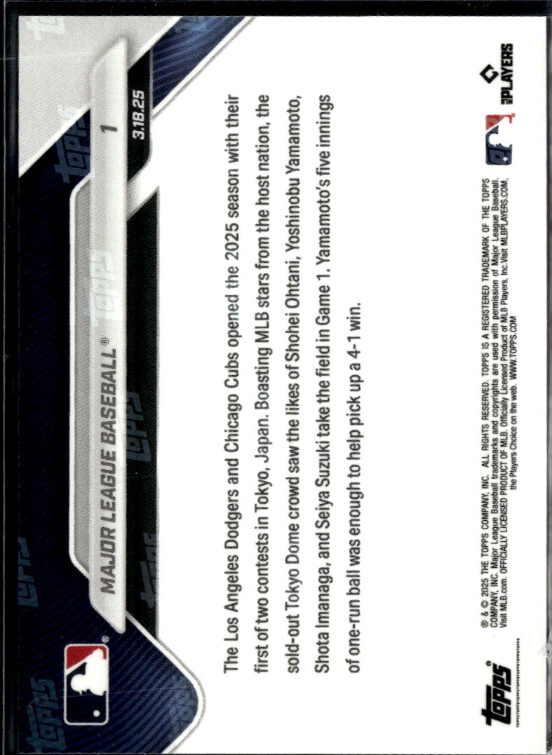 Play Ball! Dodgers and Cubs 2025 Topps Now Card Shohei Ohtani #1 LA Dodgers