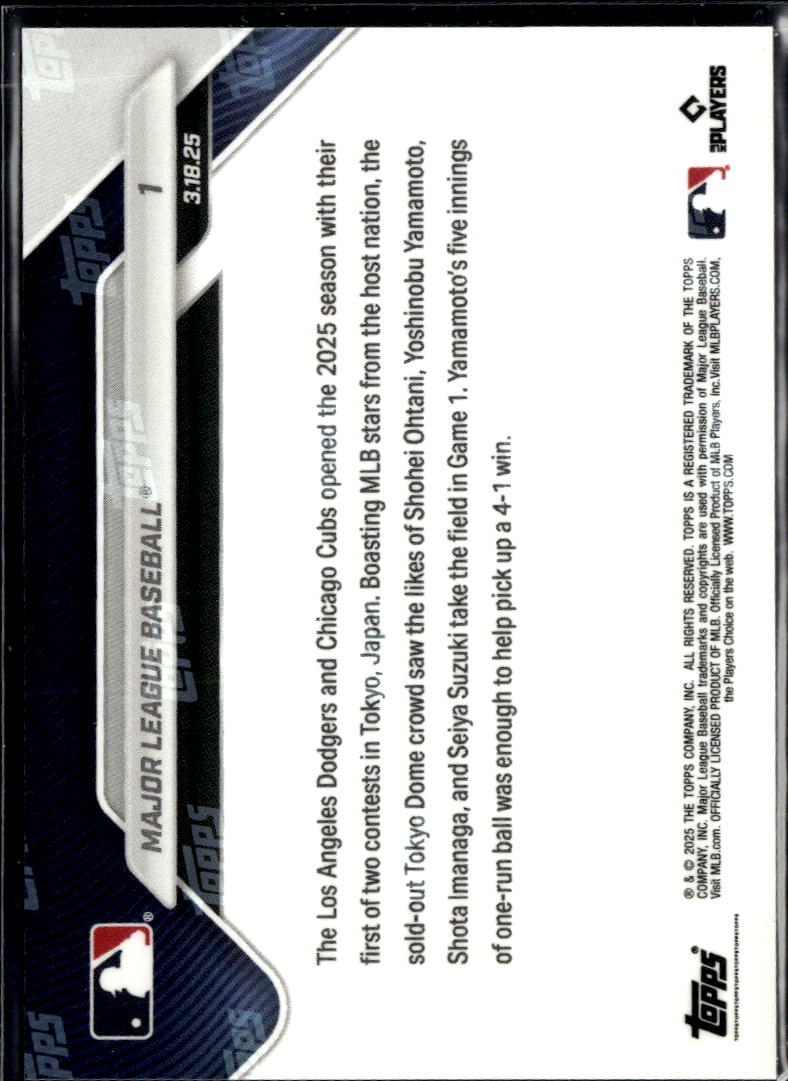 Play Ball! Dodgers and Cubs 2025 Topps Now Card Shohei Ohtani #1 LA Dodgers