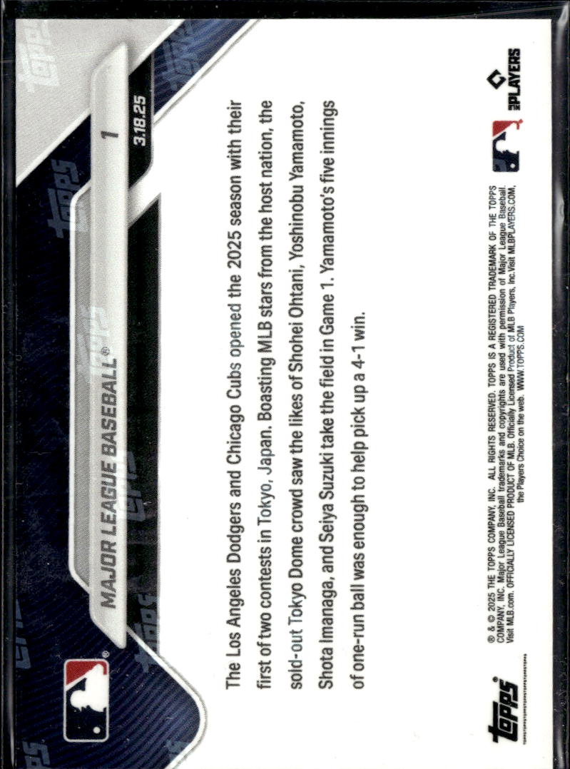 Play Ball! Dodgers and Cubs 2025 Topps Now Card Shohei Ohtani #1 LA Dodgers