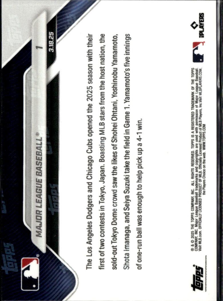Play Ball! Dodgers and Cubs 2025 Topps Now Card Shohei Ohtani #1 LA Dodgers