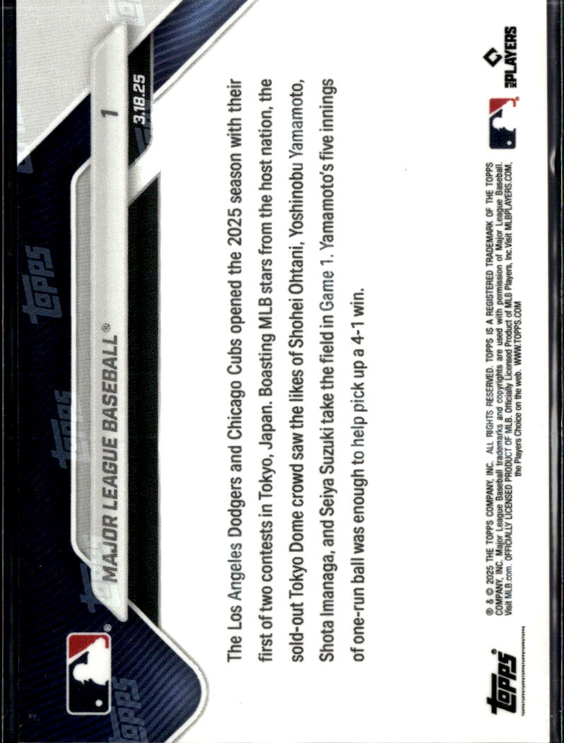 Play Ball! Dodgers and Cubs 2025 Topps Now Card Shohei Ohtani #1 LA Dodgers