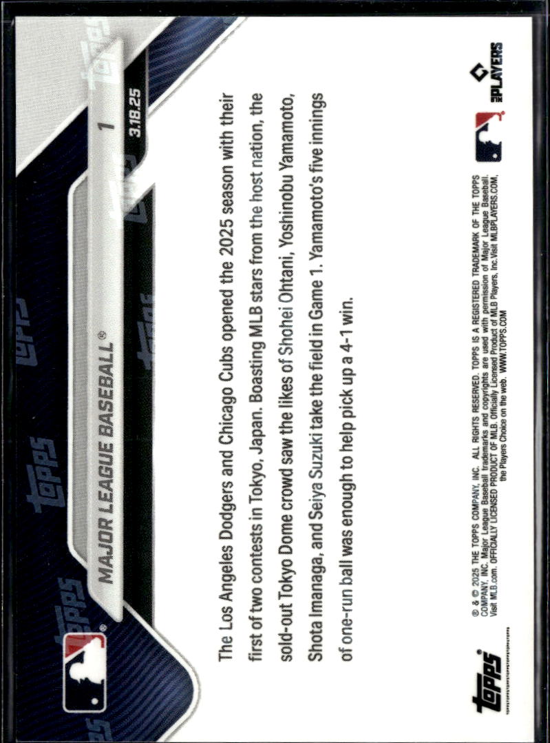 Play Ball! Dodgers and Cubs 2025 Topps Now Card Shohei Ohtani #1 LA Dodgers