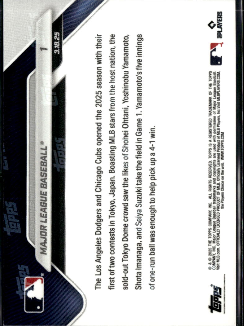 Play Ball! Dodgers and Cubs 2025 Topps Now Card Shohei Ohtani #1 LA Dodgers