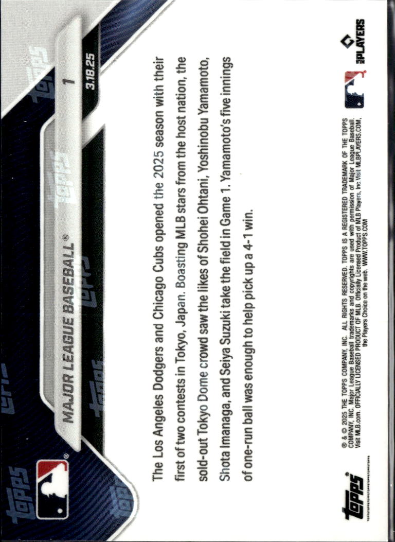 Play Ball! Dodgers and Cubs 2025 Topps Now Card Shohei Ohtani #1 LA Dodgers