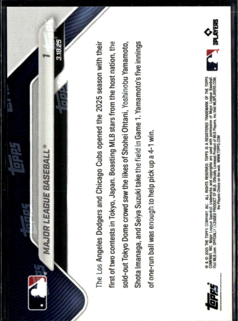Play Ball! Dodgers and Cubs 2025 Topps Now Card Shohei Ohtani #1 LA Dodgers