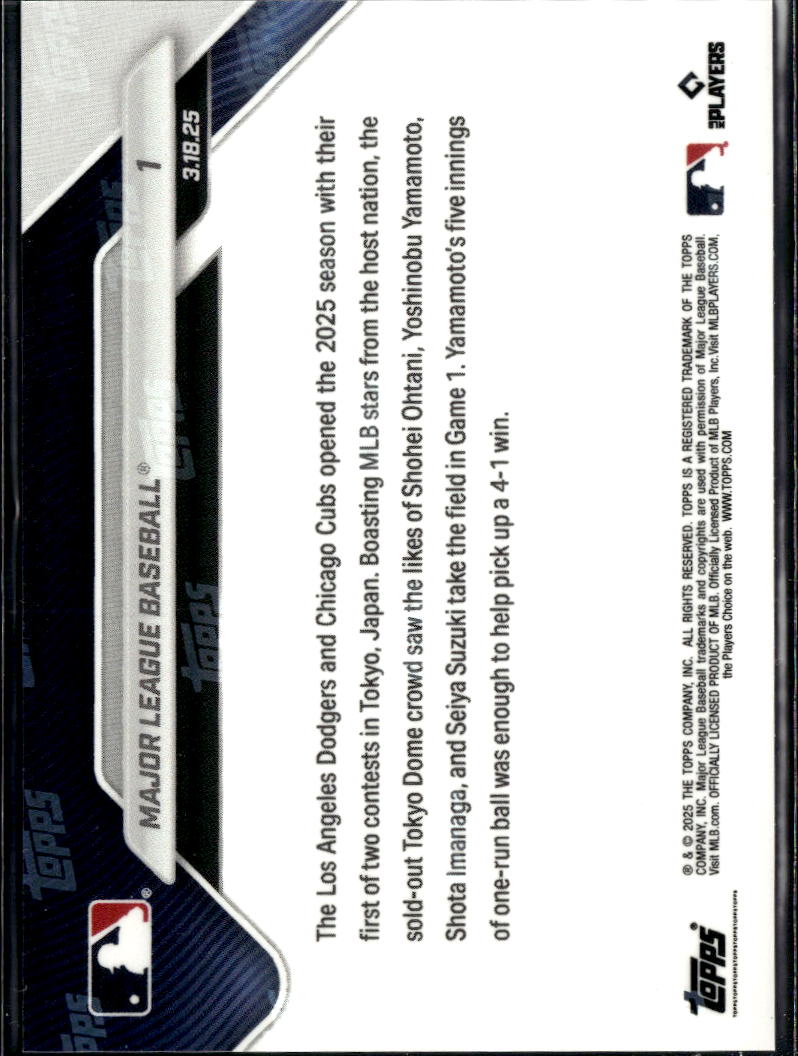 Play Ball! Dodgers and Cubs 2025 Topps Now Card Shohei Ohtani #1 LA Dodgers