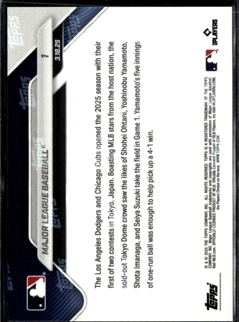 Play Ball! Dodgers and Cubs 2025 Topps Now Card Shohei Ohtani #1 LA Dodgers