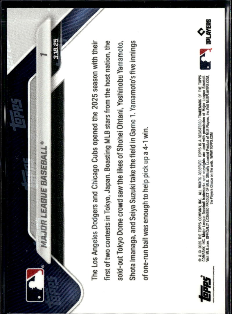 Play Ball! Dodgers and Cubs 2025 Topps Now Card Shohei Ohtani #1 LA Dodgers