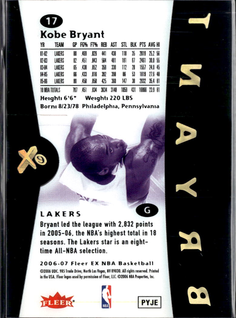 Kobe Bryant 2006-07 Fleer E-X #117 Los Angeles Lakers