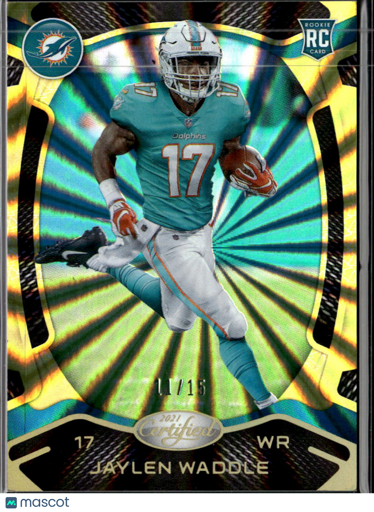 Jaylen Waddle 2021 Certified Mirror GOLD Rookie RC 11/15 Miami Dolphins
