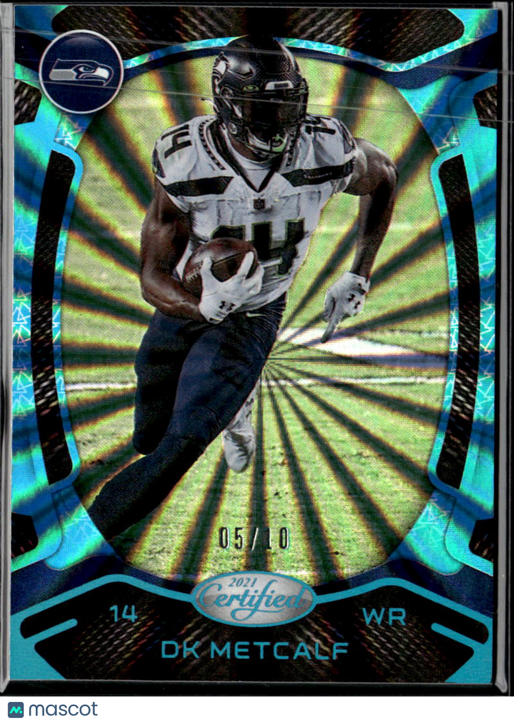 DK Metcalf 2021 Certified Mirror Teal 5/10 Seattle Seahawks