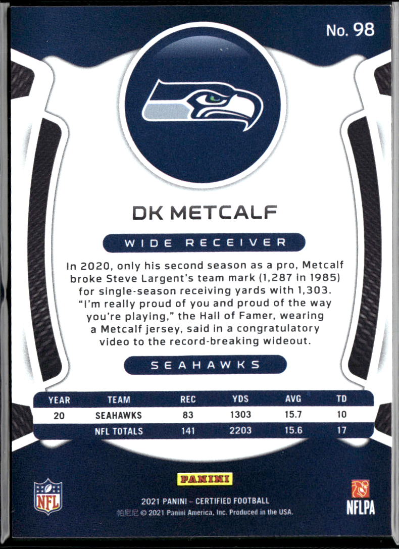 DK Metcalf 2021 Certified Mirror Teal 5/10 Seattle Seahawks