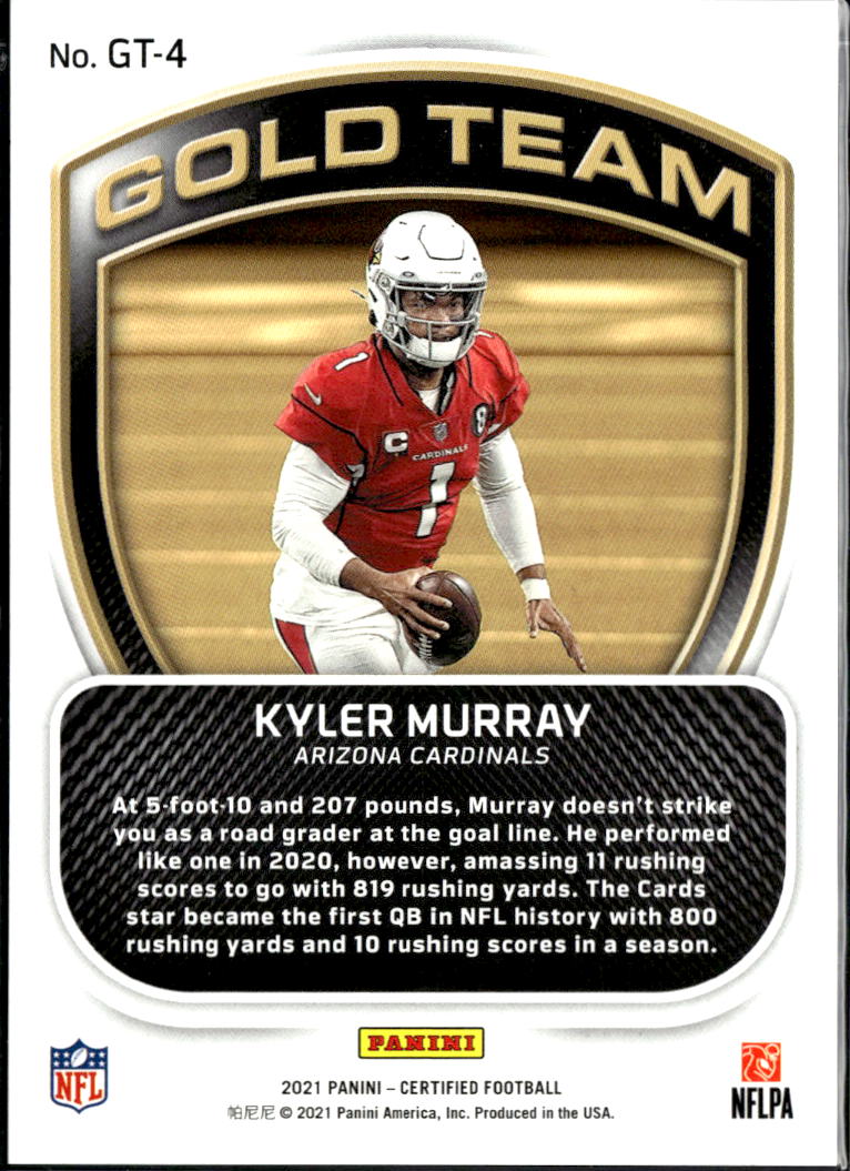 Kyler Murray 2021 Certified Gold Team Mirror Purple 6/10 Arizona Cardinals