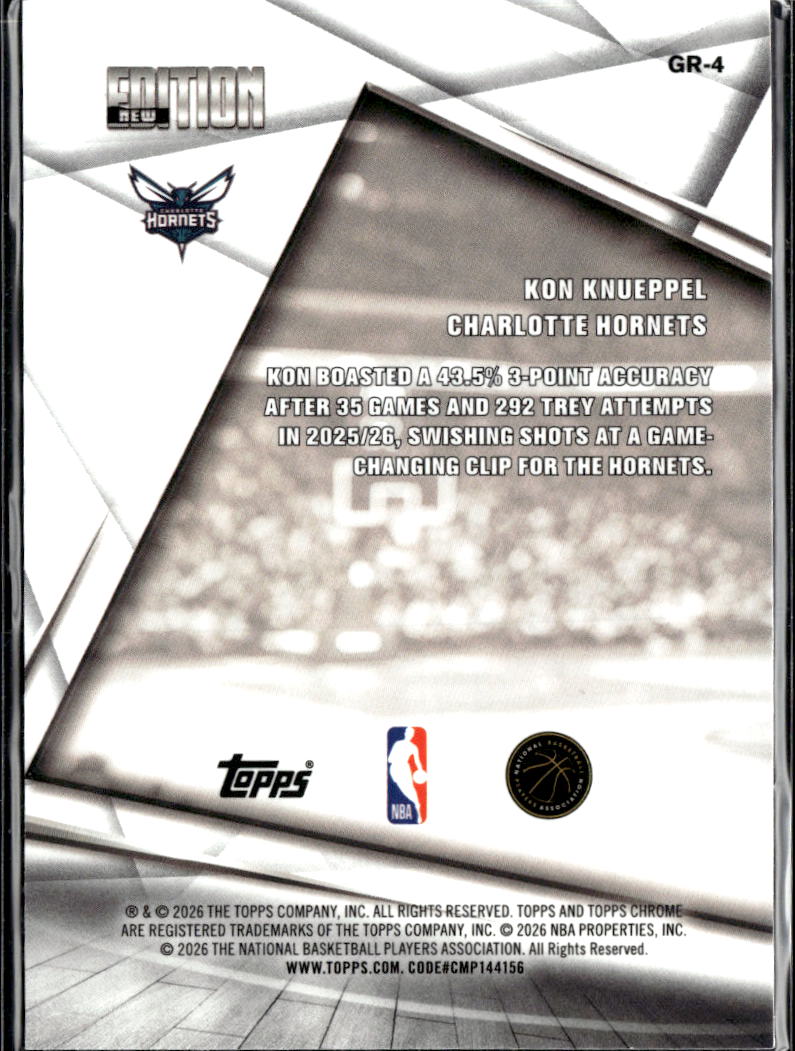 Kon Knueppel 2026 Topps Chrome New Edition Rookie RC Charlotte Hornets