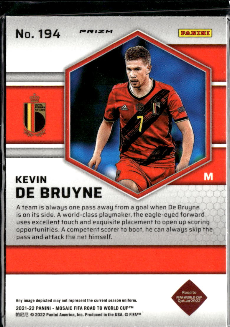 Kevin De Bruyne 2022 Panini Mosaic FIFA Road to World Cup Red Prizm Belgium