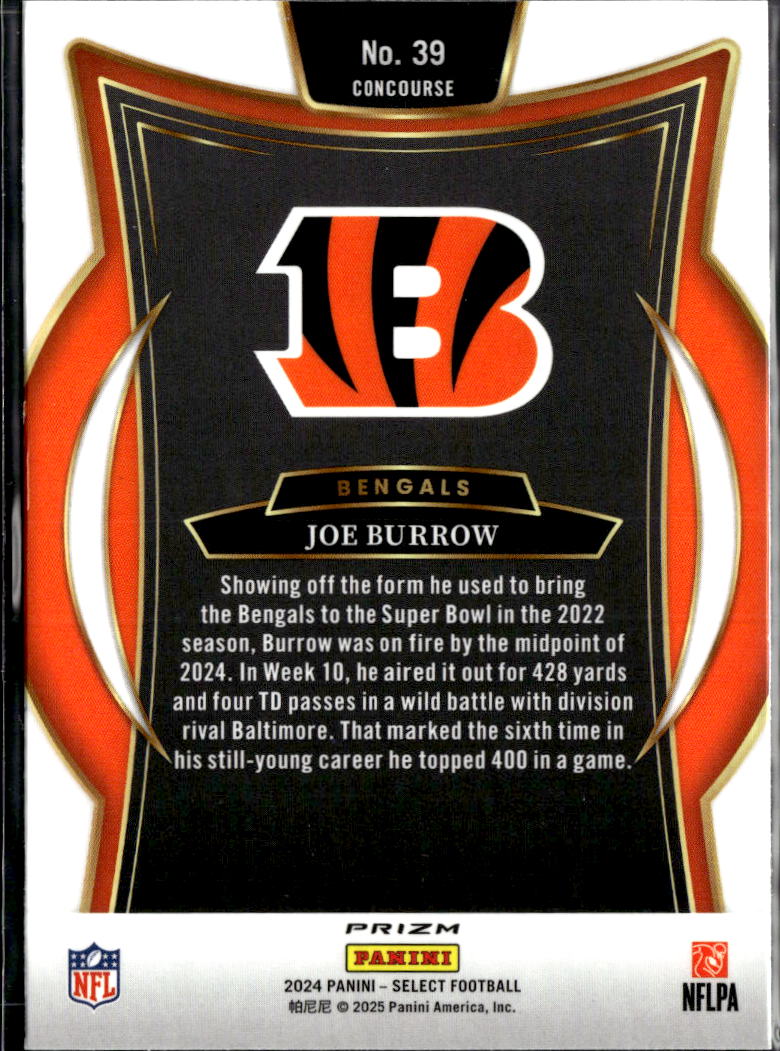 Joe Burrow 2025 Select Red White Blue Cincinnati Bengals