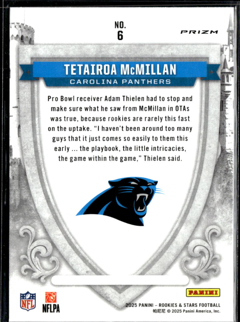 Tetairoa McMillan 2025 Rookies & Stars Crusade Silver Prizm RC Carolina Panthers