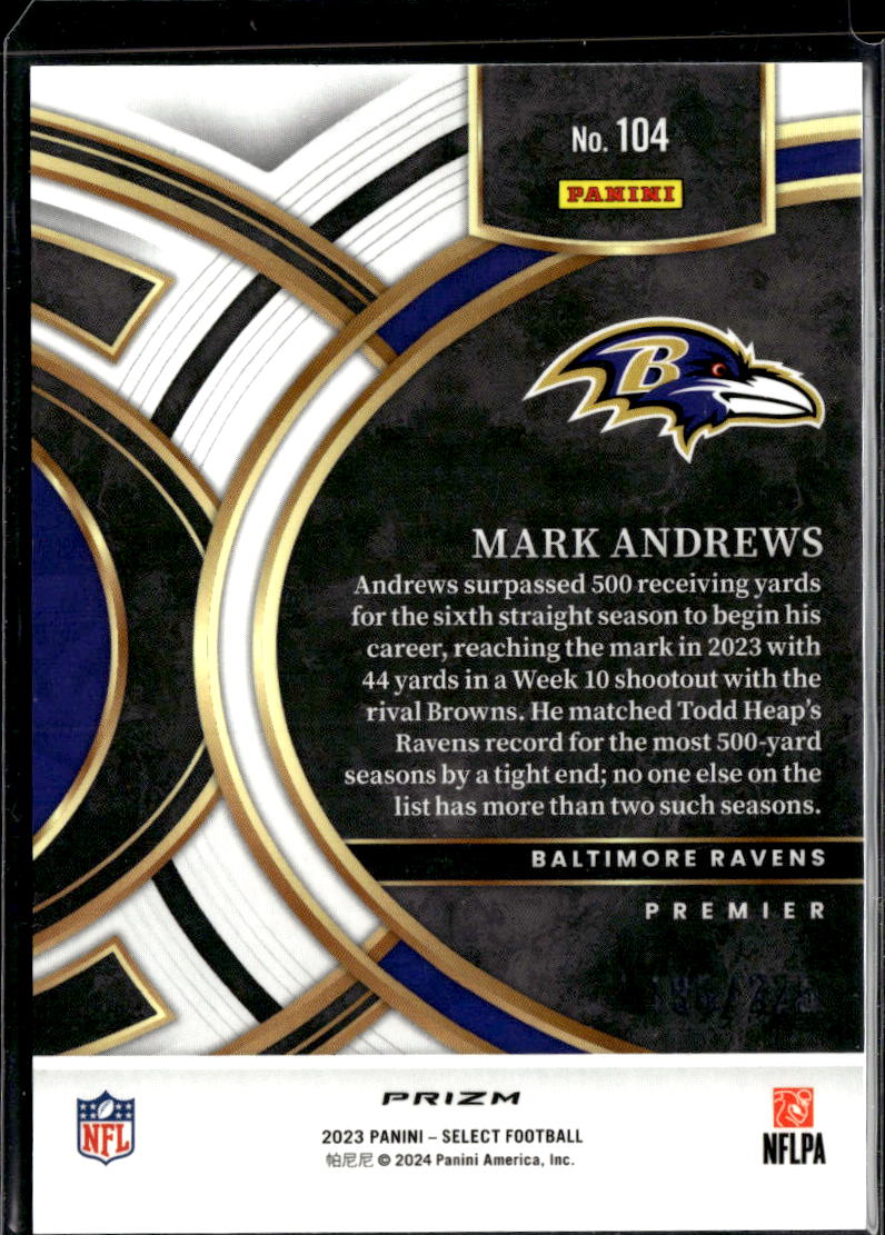 Mark Andrews 2024 Select Tricolor 196/225 Baltimore Ravens