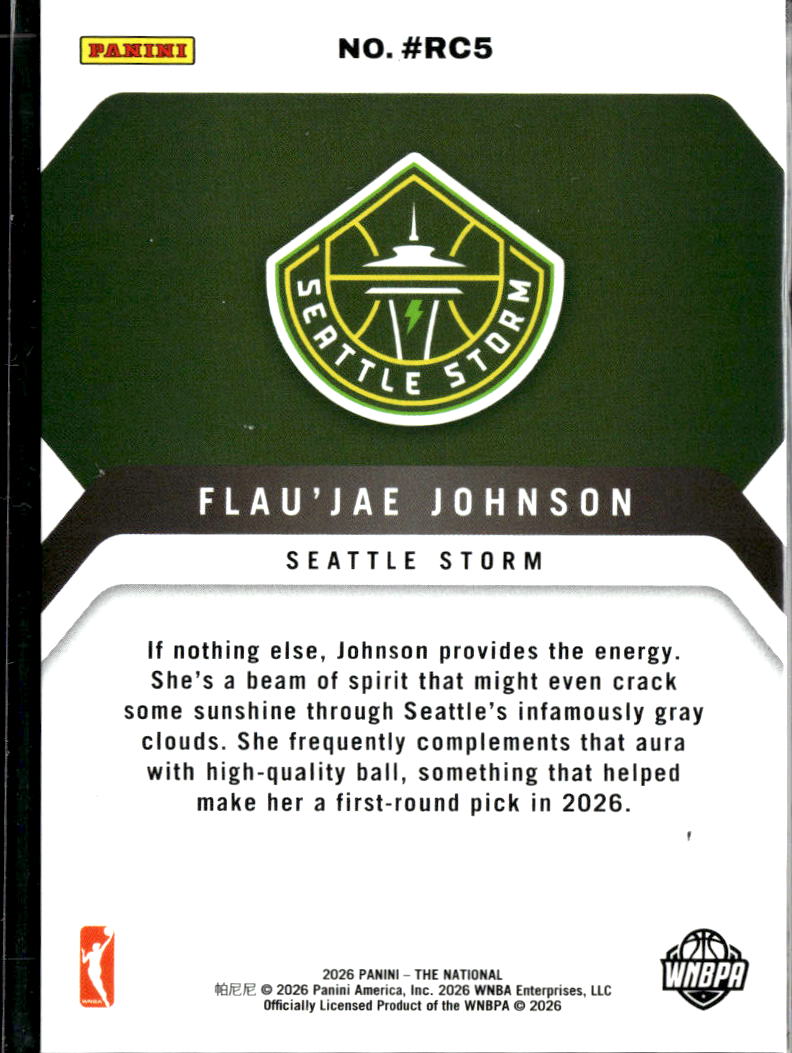 Flau'jae Johnson 2026 Panini The National Black Foil Rookie RC Seattle Storm