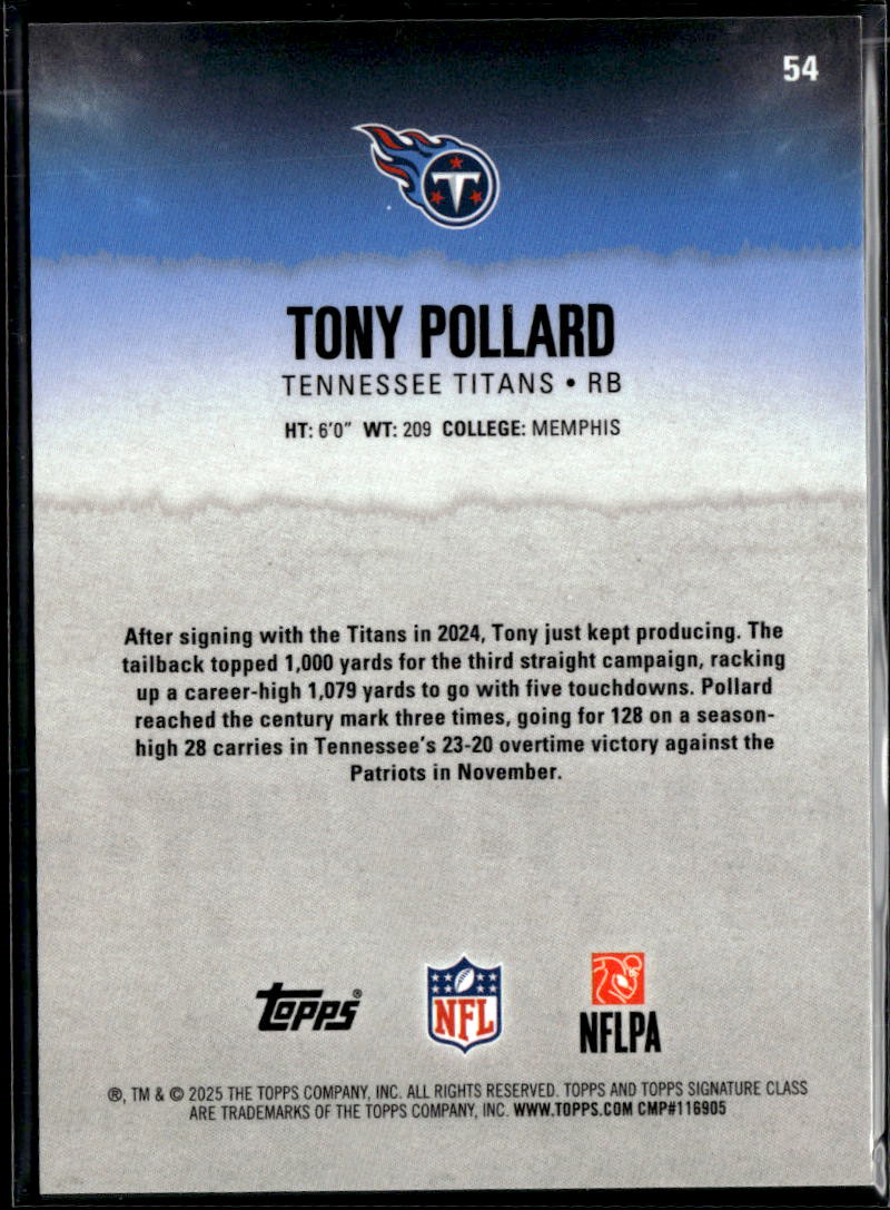 Tony Pollard 2025 Topps Signature Class Orange 42/50 Tennessee Titans