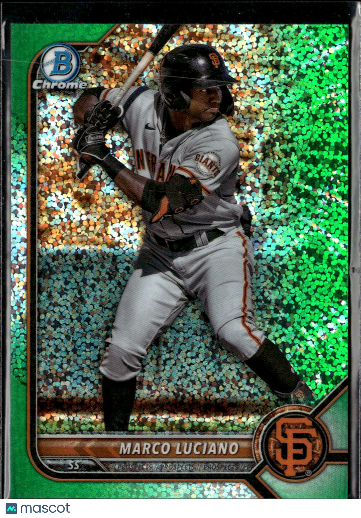 Marco Luciano 2022 Bowman Chrome Green Speckle Refractor /99 Giants