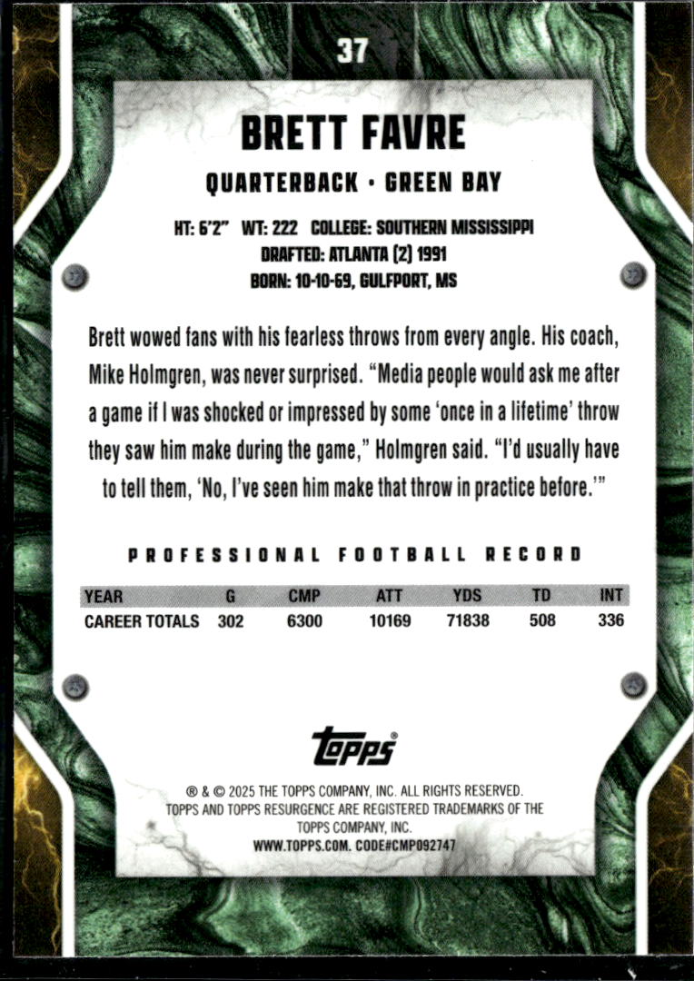 Brett Favre 2025 Topps Resurgence Wave /399 Green Bay Packers