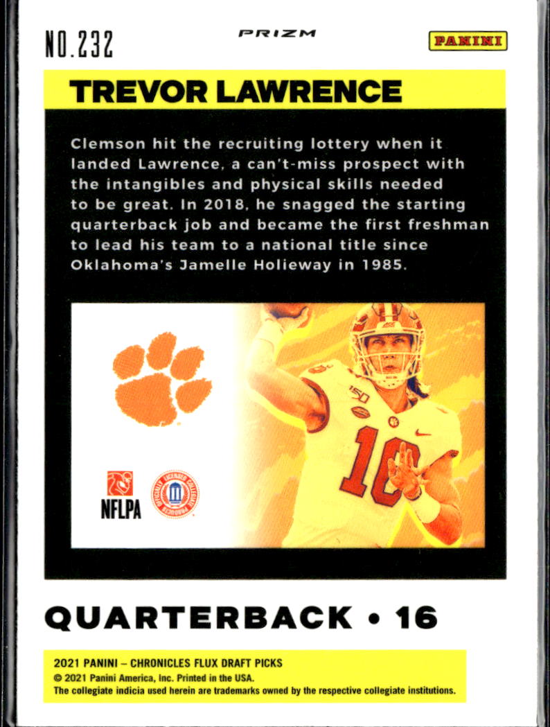 Trevor Lawrence 2021 Chronicles Flux Bronze Rookie RC Clemson Tigers