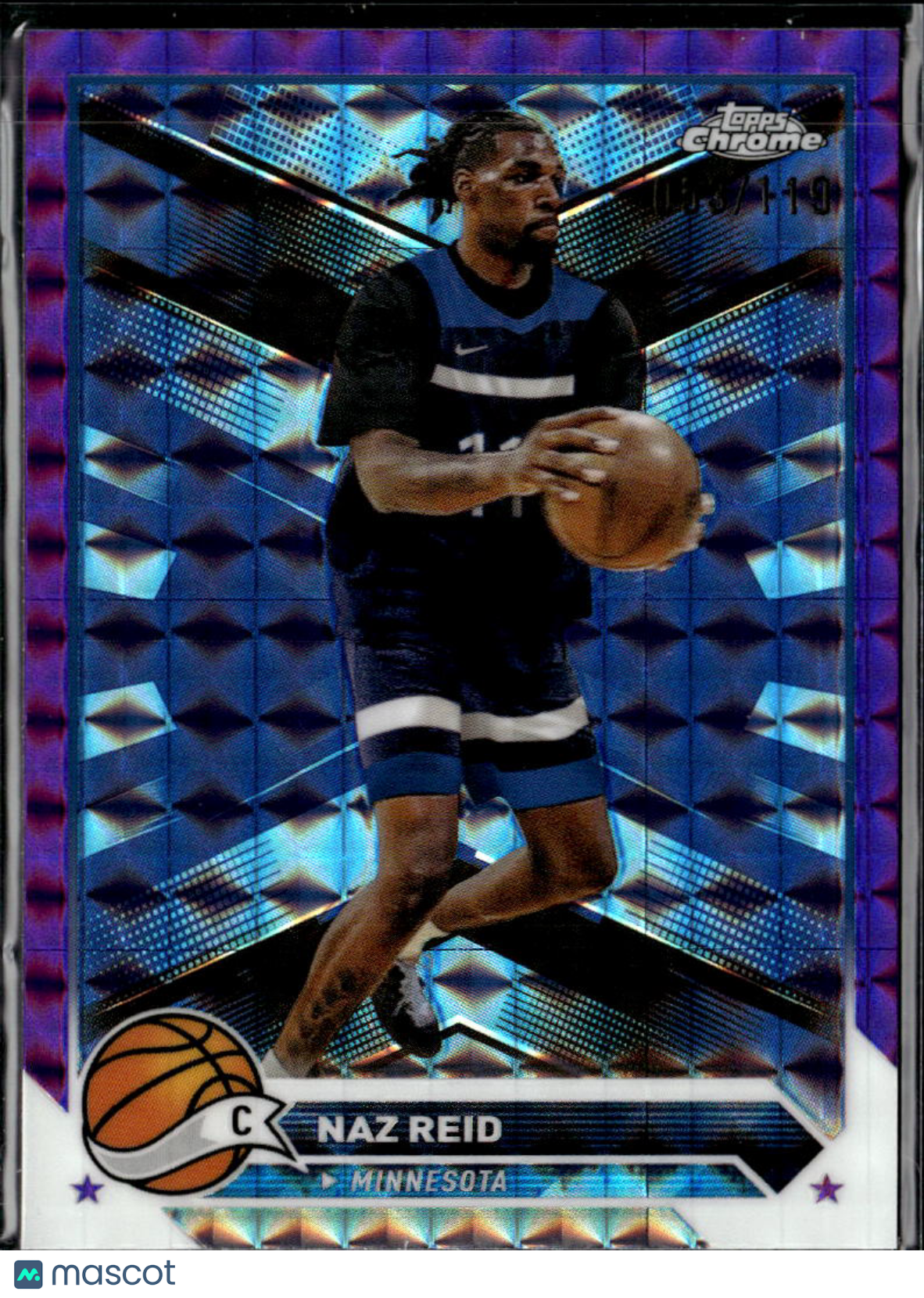 Naz Reid 2024 Topps Chrome Purple Refractor /119 Minnesota Timberwolves