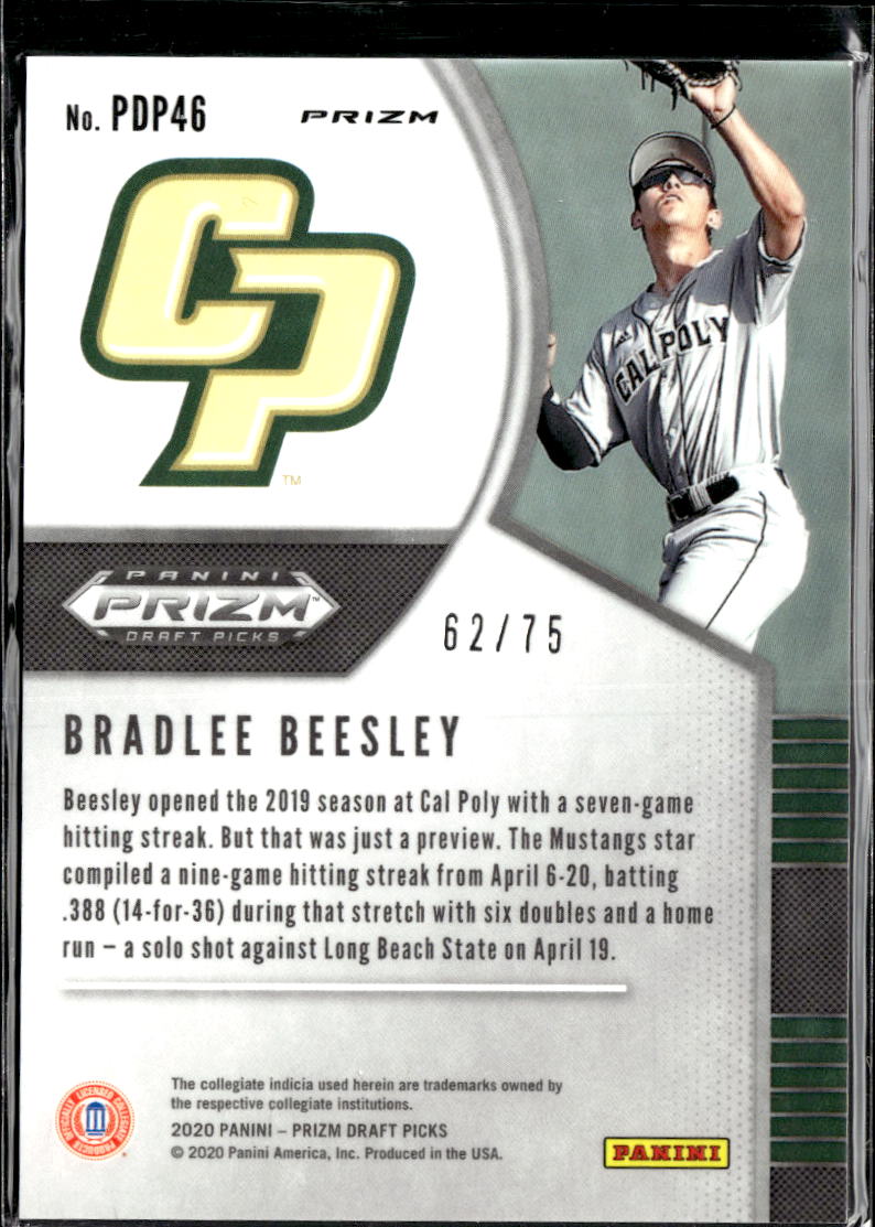 Bradlee Beesley 2020 Panini Prizm Draft Picks Lime Green /75 Cal Poly Mustangs