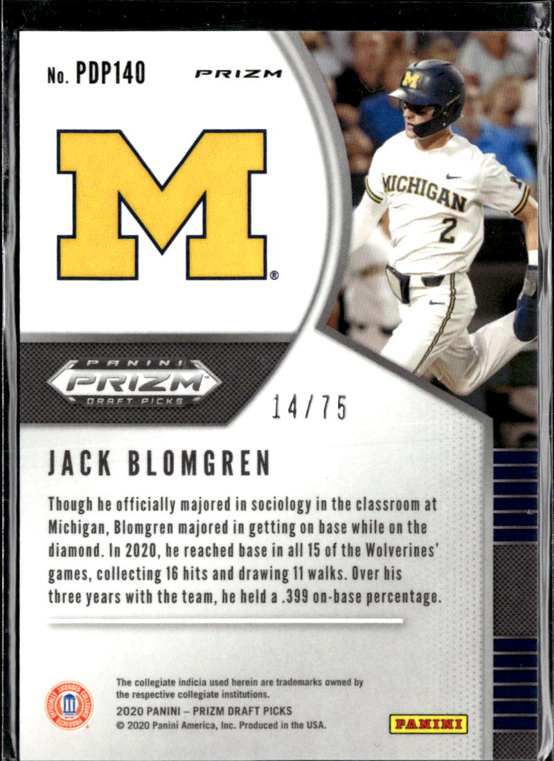 Jack Blomgren 2020 Panini Prizm Draft Picks Lime Green /75 Michigan Wolverines