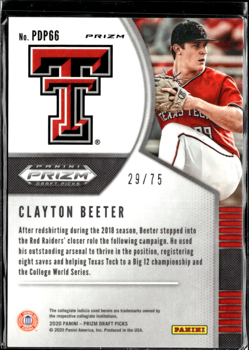 Clayton Beeter 2020 Panini Prizm Draft Picks Lime Green /75 Texas Tech
