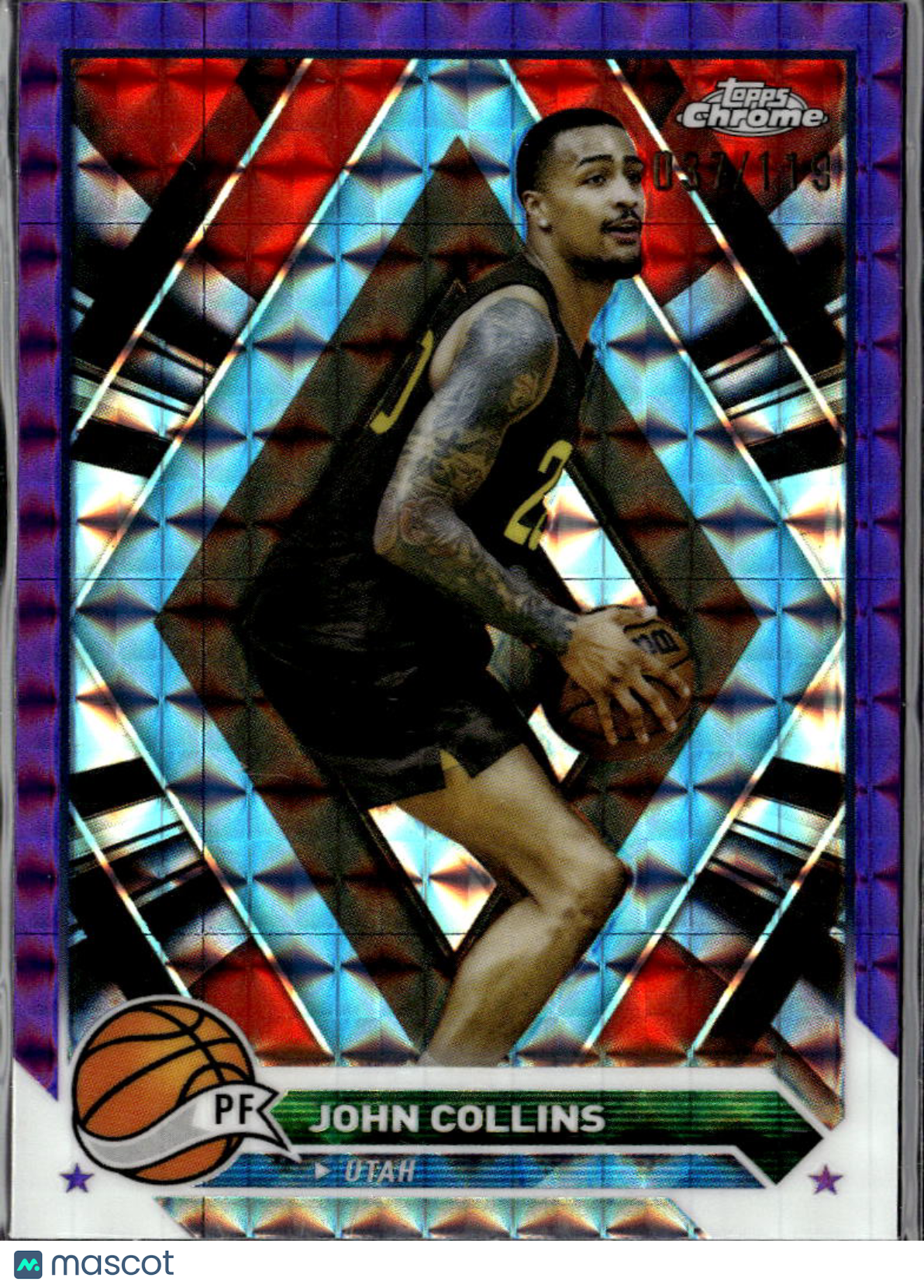 John Collins 2024 Topps Chrome Purple Refractor /119 Utah Jazz